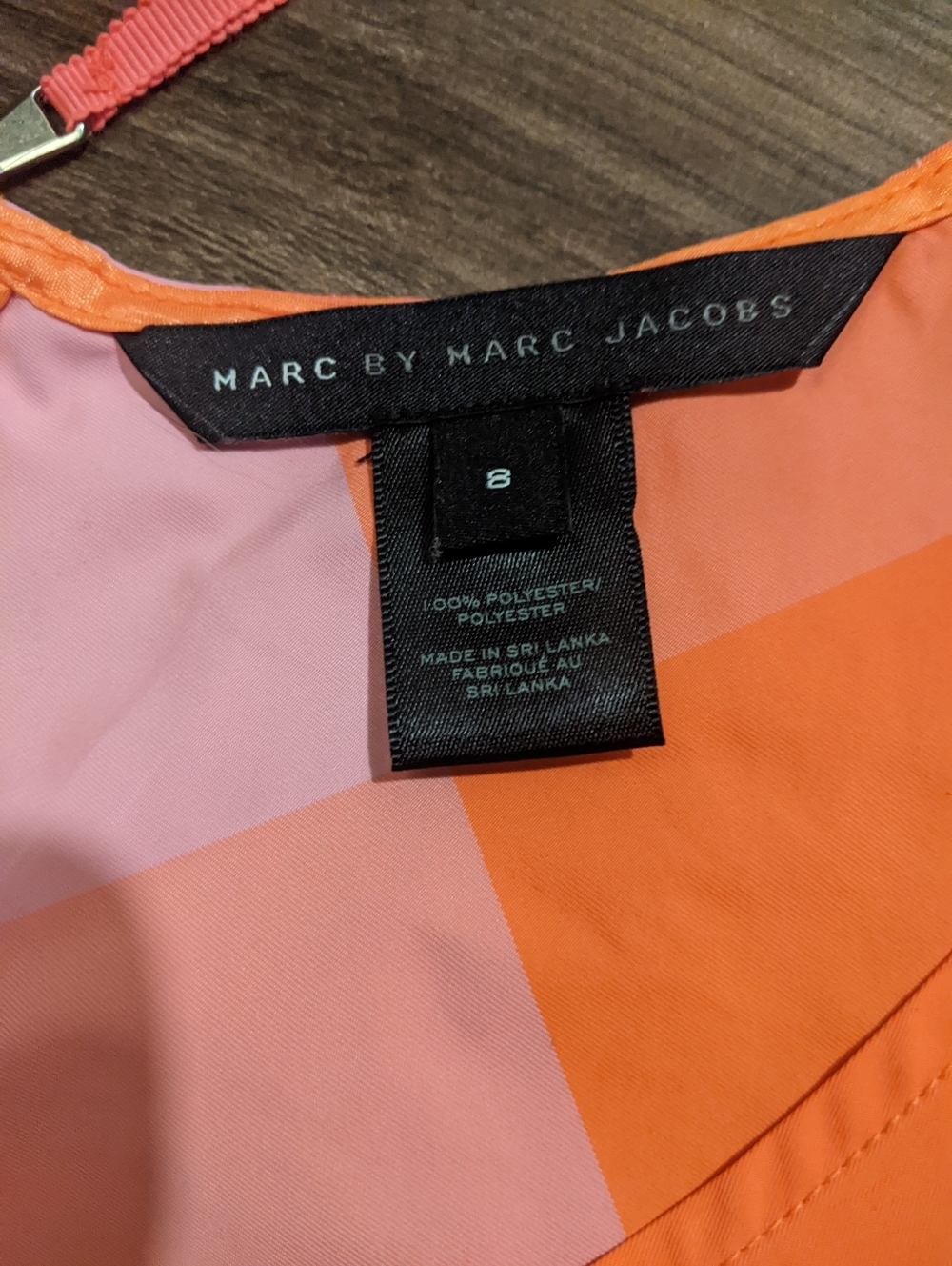 Marc by Marc Jacobs - Stacey Check Dress Shift | Size 8 | Shocking Orange Pink - Picture 9 of 11